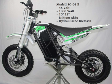 E-Cross Bike S-Moto 1500 Watt 48 Volt 15 Ah Lithium Akku 12/10 Bereifung